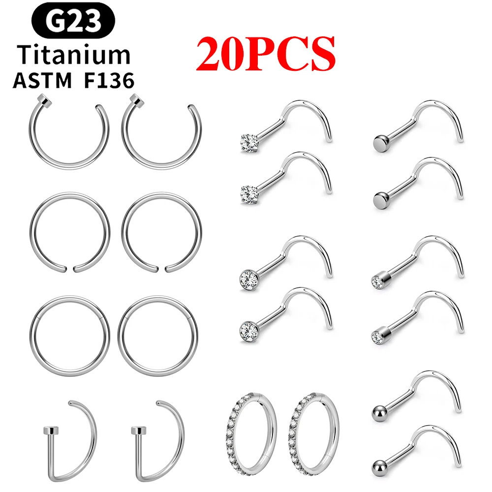 Серьги-гвоздики для пирсинга с фианитом 18/20 г 20 шт.