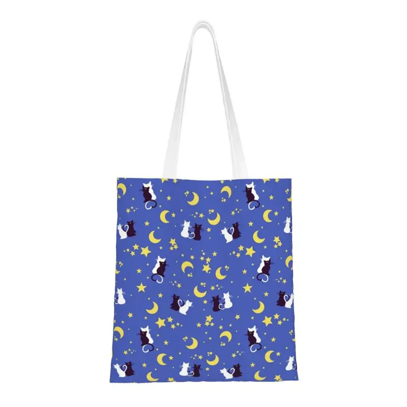 

Custom Sailor Manga Usagi Tsukino Luna Moon Canvas Shopping Bag Women Recycling Groceries Rabbit Pattern Tote Shopper Bags