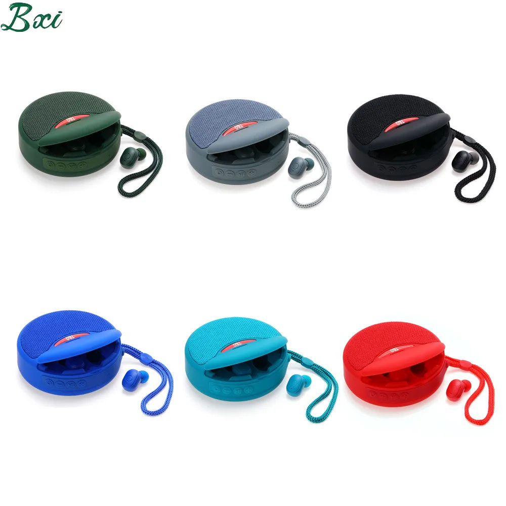 

Mini Wireless Bluetooth Speaker Wireless Earphone Two-in-One TWS Subwoofer Stereo Hands-Free Multi-Function TF Card FM
