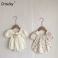 criscky baby girl rompers short sleeve romper jumpsuits summer one piece new fashion floral cotton newborn baby girl clothes