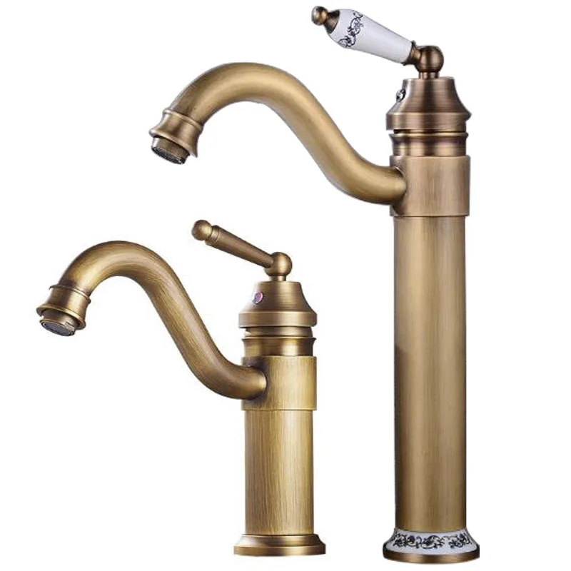 

European style antique copper basin faucet hot and cold water basin faucet bathroom toilet washbasin bathroom faucet