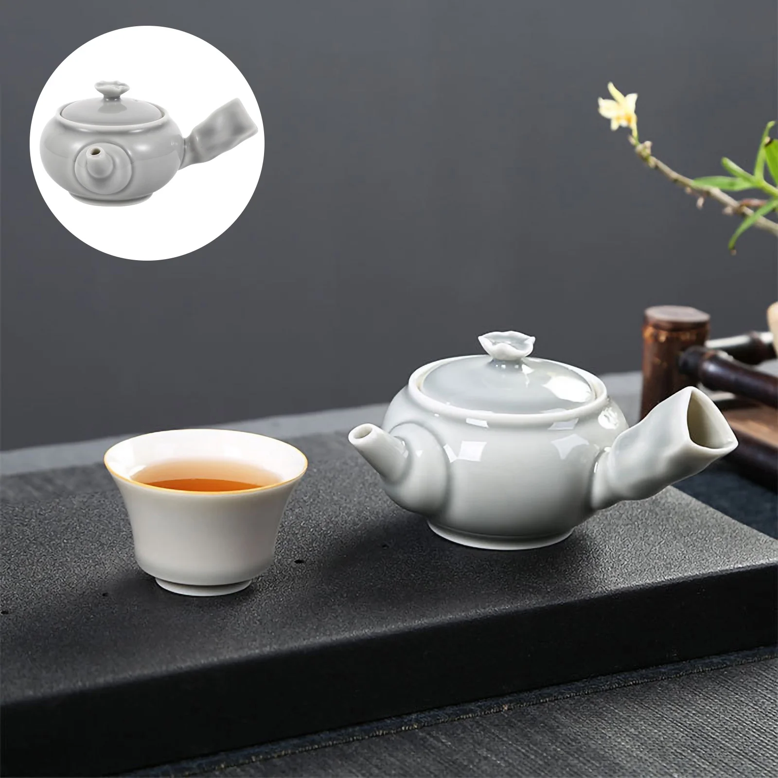 

1 Pc Exquisite Premium Durable Concise Single Pot Small Teapot Side Handle Pot for Bedroom Tea Tray