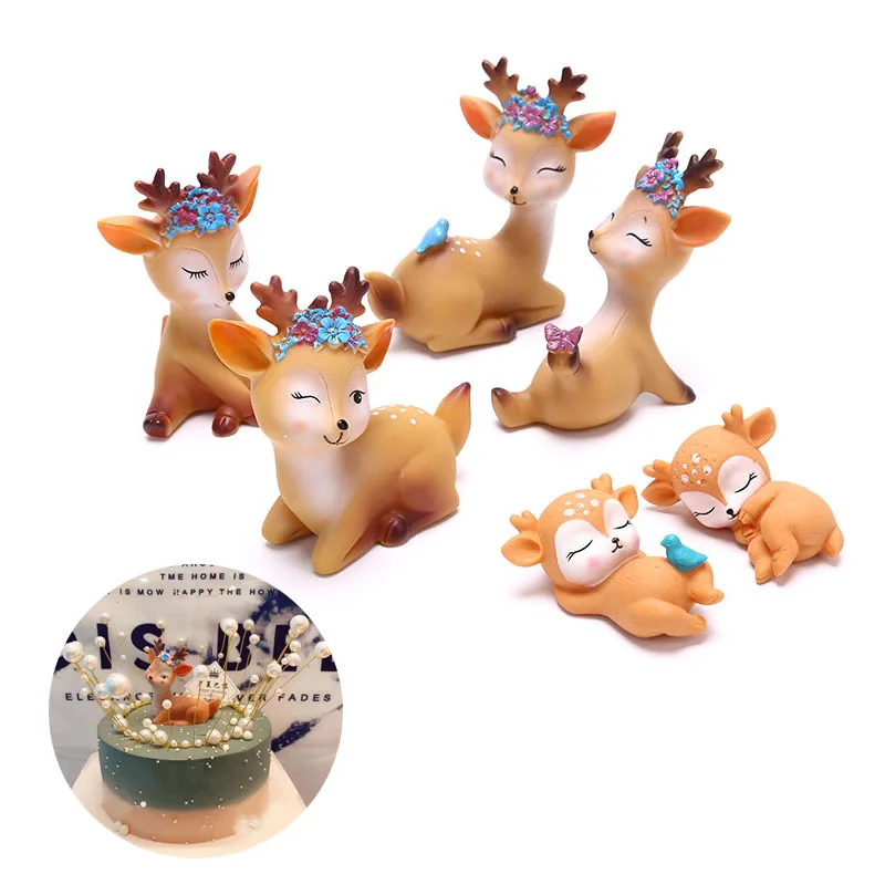 

Cute Deer Cake Topper Fun Toys For Kids Children Girls Baby Birthday Cake Decorating Tool Animal Decoration Cupcake Toppers Gift