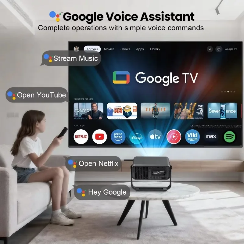 Фото Новый проектор 2026 GT350 с сертификацией Netflix, Google TV, Android 14, для умного дома и офиса, 4K, высокая яркость №5