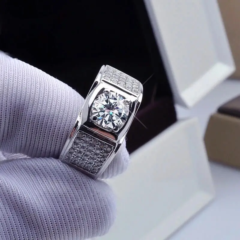 

Fashionable Luxury Men's Opening Adjustable Simulation Diamond Ring Domineering Trendy Engagement Ring