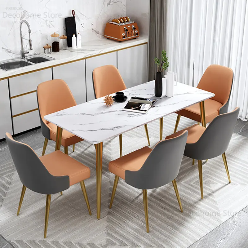 

Italian Modern Simple Dining Room Small Apartment Slate Dining Tables Nordic Home Dining Table and Chairs Combination Furniture