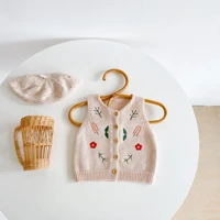 cardigans outwear autumn infant baby clothes cute vest toddler girls children fashion floral knitted waistcoat kids sleeveless