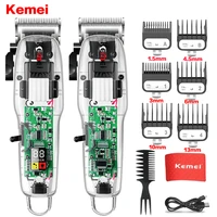 kemei original hair clipper professional machine for men transparent cover electric trimmer fast charging lcd display hair tools