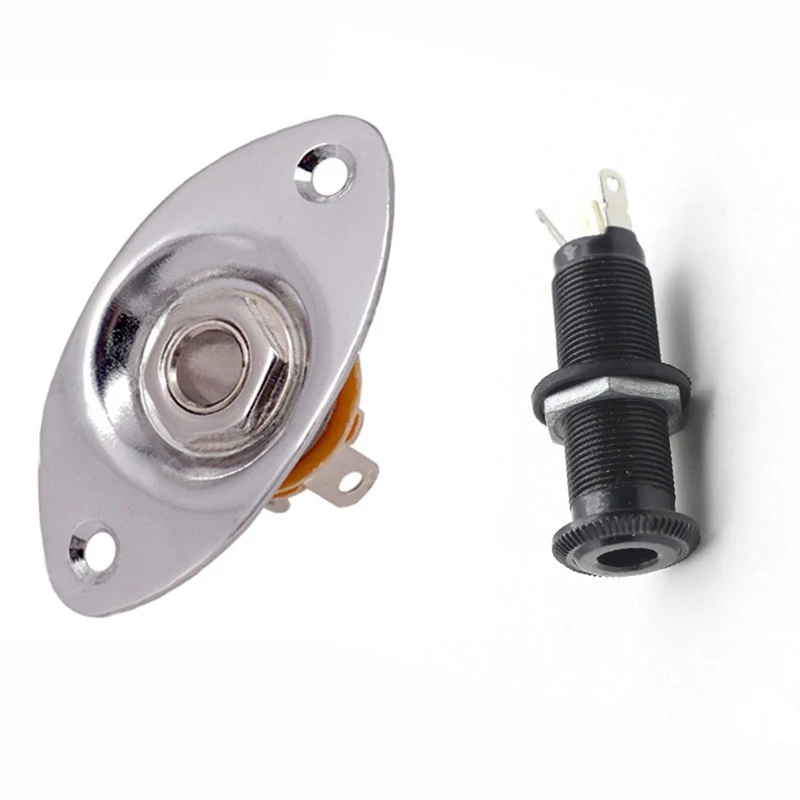 

1 Pcs Oval Indented Jack Output Plate Jackplate And Socket & 1 Pcs Cylinder Clip End Pin Mono Panel Output Jack Socket