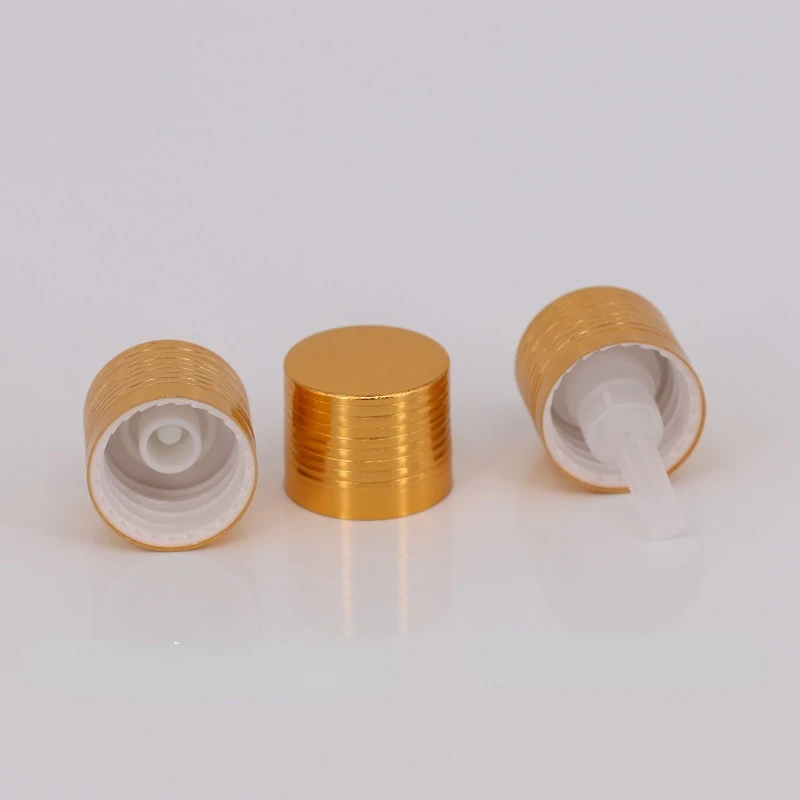 10pcs 18/410 Aluminum Glass Dropper Bottle Gold Cap with Silver Thread Essential Oil Dropper Cap for Aromatherapy Essential Oil