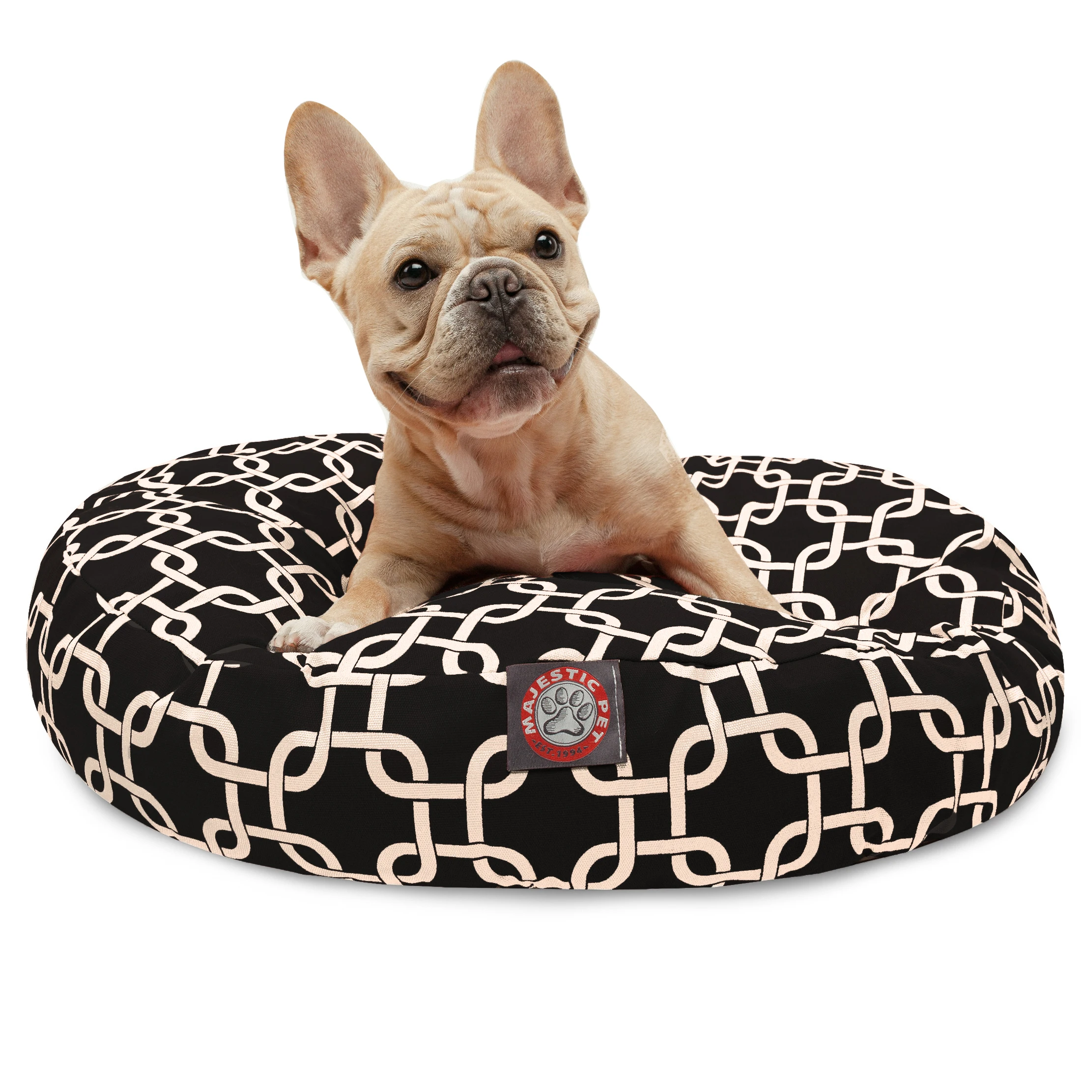 

HMTX | Links Round Pet Bed For Dogs, Removable Cover, Black, Small