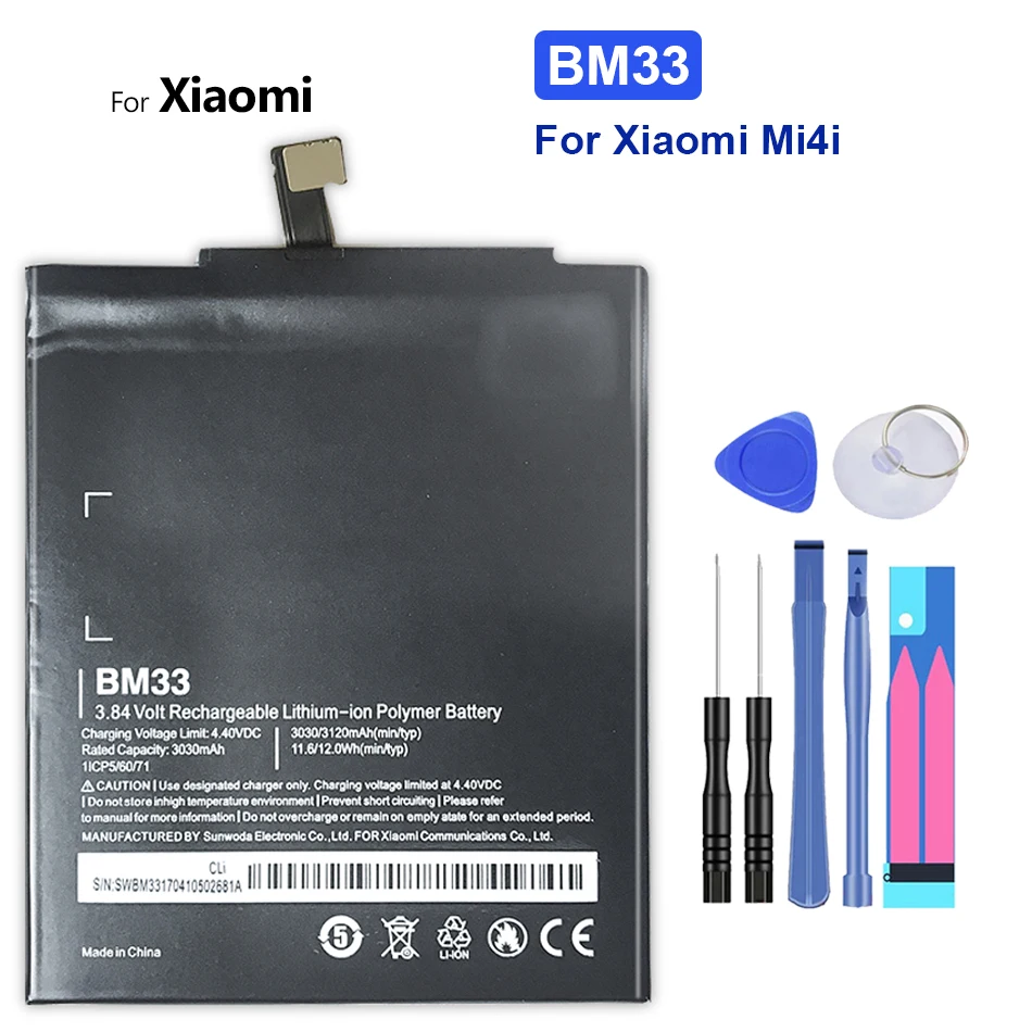 

BM33 BM 33 3120 мАч Мобильный телефон Аккумулятор для Xiaomi Mi 4i Mi4i аккумуляторные батареи + Бесплатные инструменты
