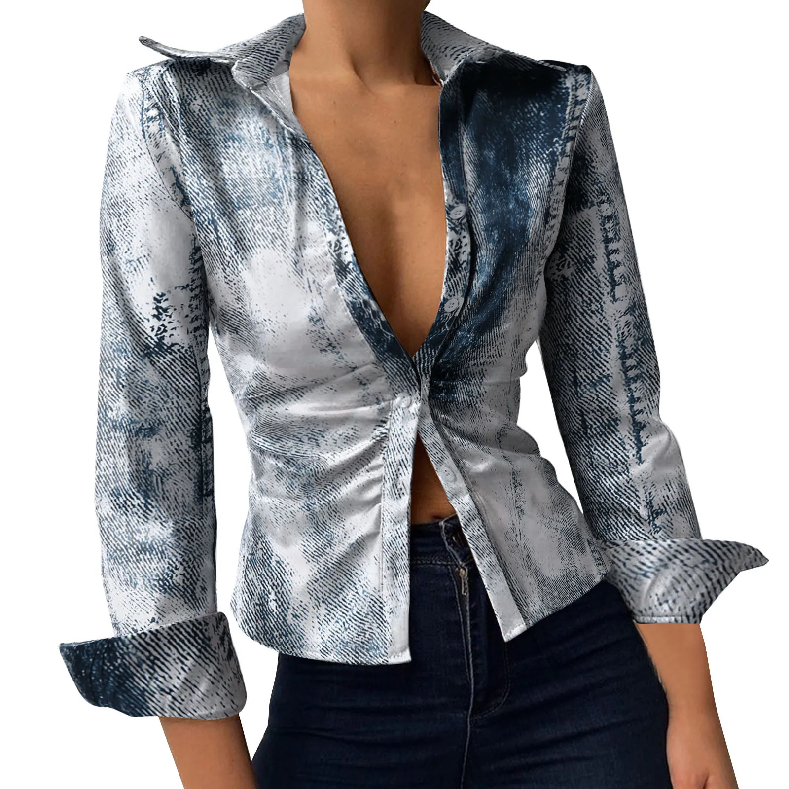 

Черная рубашка с длинным рукавом, женские модные топы, рубашка с отложным воротником, винтажные Женские топы с принтом и коротким рукавом, с...