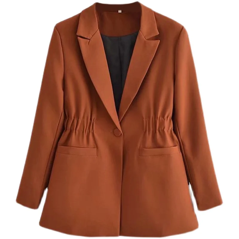 

Женский шикарный новый костюм для ранней осени с зернистой пряжкой и эластичным поясом