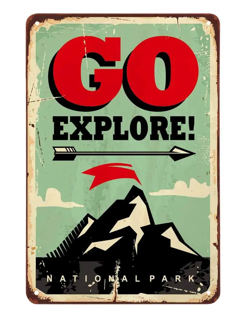 

Go Explore Tin Sign,National Park Camping Explore Adventure Life Vintage Metal Tin Signs for Cafes Bars Pubs Shop Wall Decorativ