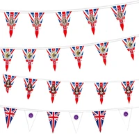 25pcs queen of england triangle decorative string flag queen elizabeth platinum anniversary banner union jack