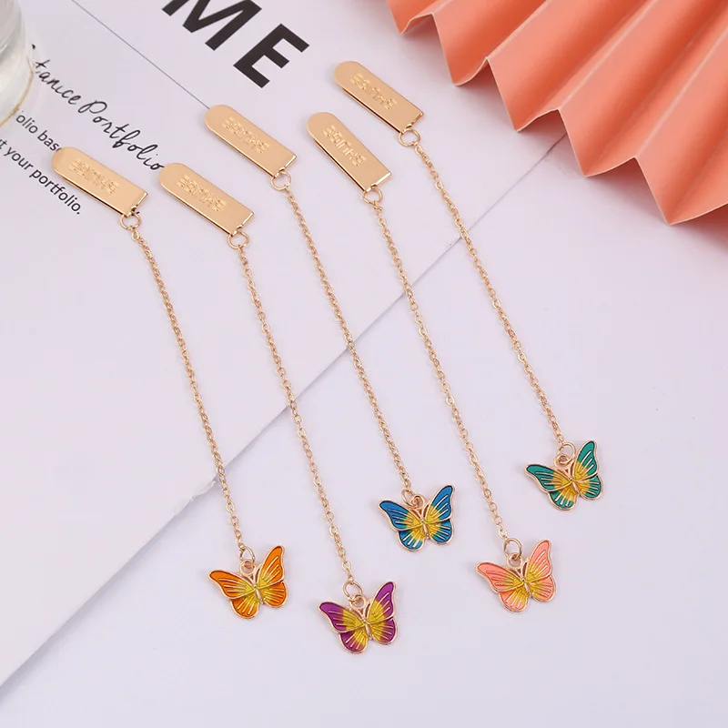 Magic Butterfly Little Fresh Student Metal Book Clip TAB Alloy Bookmark Pendant Accessory Stationery Gift