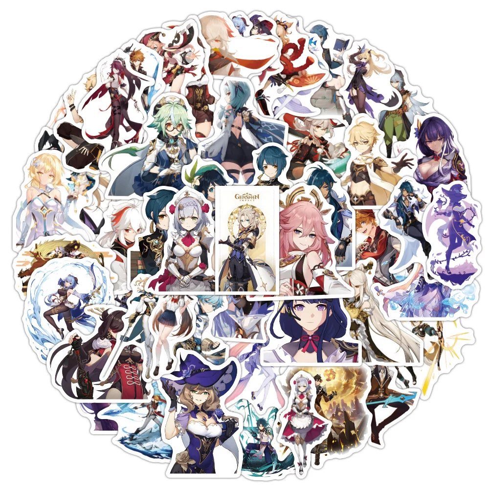 

10/30/50/100pcs Anime Genshin Impact Cartoon Game Stickers Decals Notebook Guitar Suitcase Phone Car Decoration Sticker Kids Toy