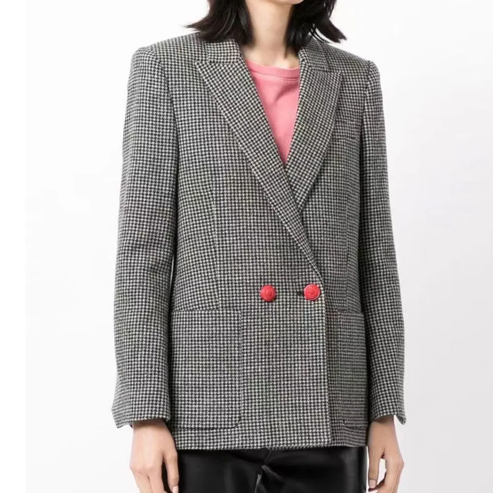 

Houndstooth Ladies casual coat 2021 autumn winter new fashion wild women jacket