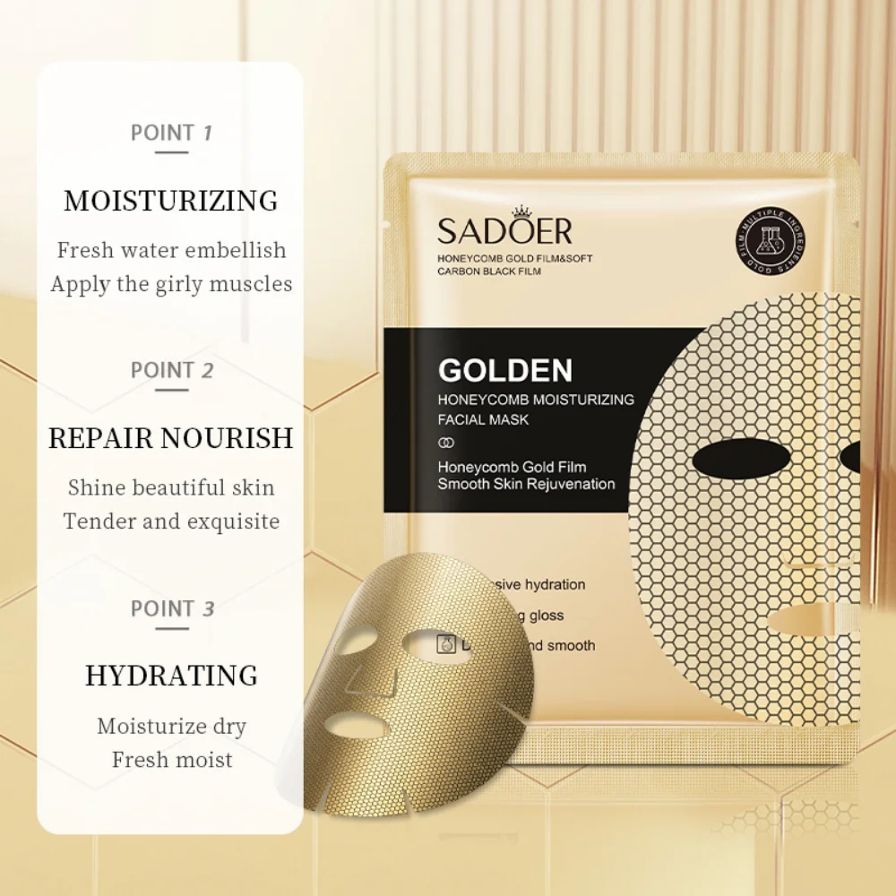 

Golden Honeycomb Hydrating Mask 5 Pieces Deep Hydration Anti-Wrinkle Improve Dry Skin and Brighten Skin Anti-aging Skin Care