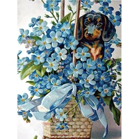 ruopoty 40x50cm painting by numbers blue flowers picture drawing paint by numbers unique gift dog animals home decor