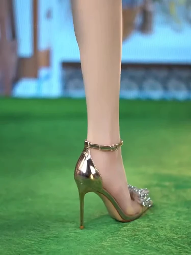 Сексуальные прозрачные Wpmens туфли-лодочки с бантом и острым носком свадебные