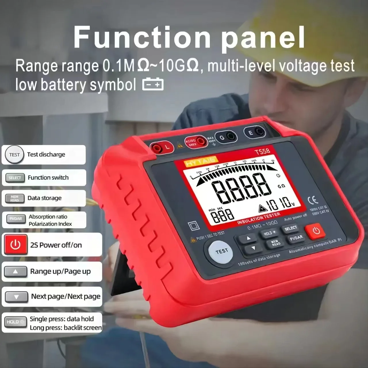 Цифровой измеритель сопротивления изоляции тестер мегомметр 0 1–10 г 2000 отсчетов