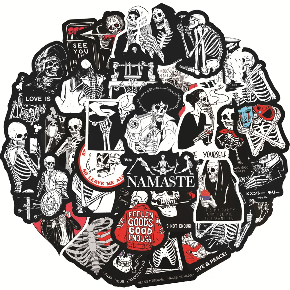 

10/30/50 шт., водонепроницаемые наклейки в виде черепа