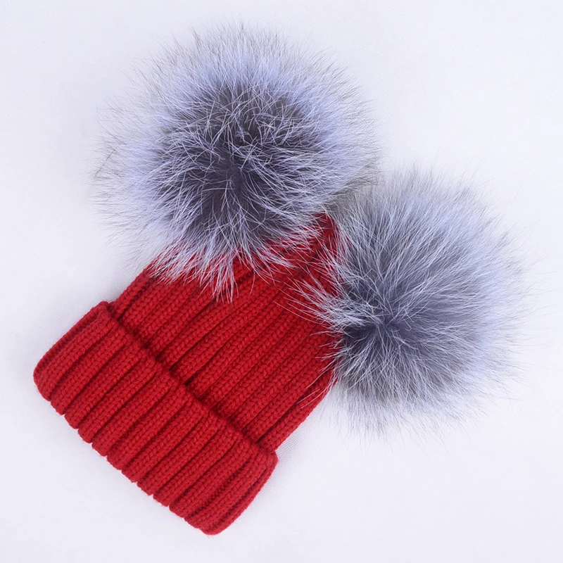 Европейская и американская новая негабаритная шапка с двойным мехом вязаная
