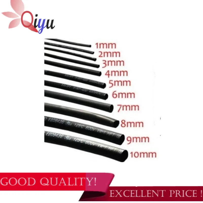 

1 meter/lot 2:1 black 1mm 1.5mm 2mm 2.5mm 3mm 3.5mm 4mm 5mm 6mm 7mm 8mm 9mm diy repair cable heat shrink pipe tube