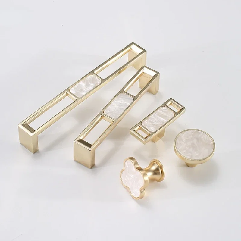 Цинковые ручки для шкафа Aolly простой стиль мраморная ракушка ручка с узором ящика