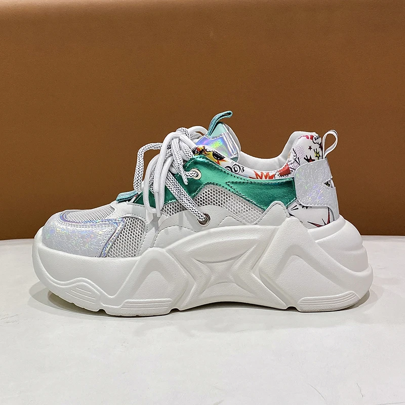 

Fashion Sneakers Women Breathable Mesh Chunky Shoes 2022 Female Sports Sneaker Women Summer High Platform Vulcanize Shoes