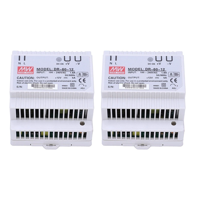 

2X Din Rail Power Supply 60W 12V Ac Dc Converter Dr-60-12 Power Supply 12V 60W Good Quality