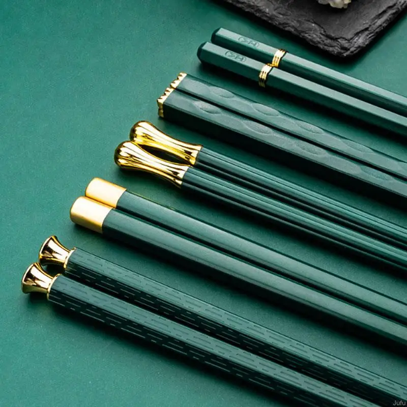 

5Pairs Chinese Chopsticks Alloy Sushi Sticks Chinese Sticks To Eat Reusable Metal Korean Cooking Chopsticks Set For Gift
