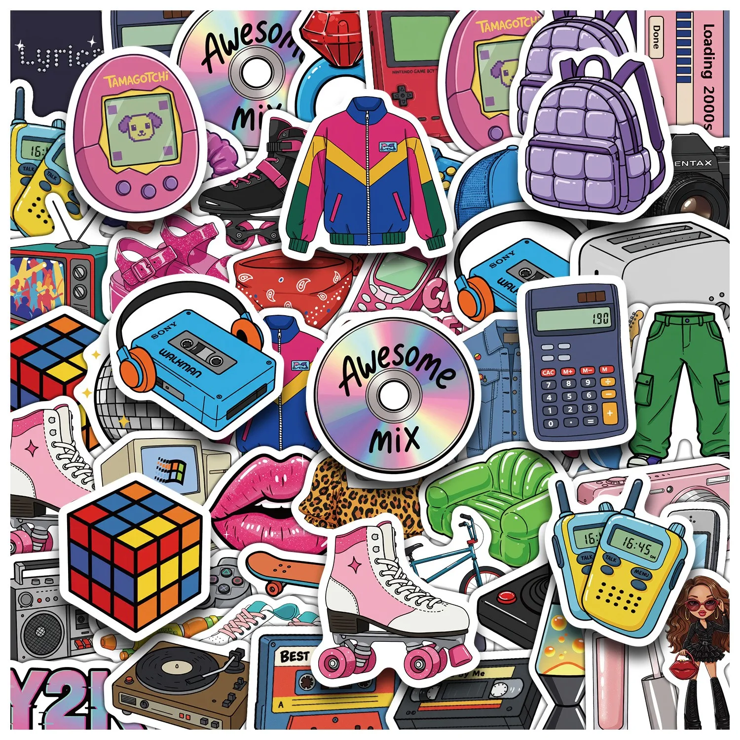 

50 шт. Ретро-наклеек Y2K с граффити для девочек