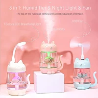 toolikee kitty cat air humidifier portable 350ml aroma essential oil diffuser 3 in 1 night light and usb fan beautifully bedroom