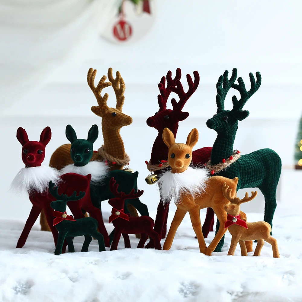 

1 Piece Multi Size Christmas Flocking Reindeer Doll Simulation Christmas Elk Doll Christmas Decoration Home New Year Gift 2023