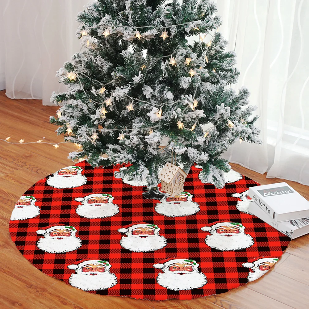 

Merry Christmas Tree Skirt Santa Claus Red Checkered Buffalo Xmas Trees Carpet Decorations Ornament Rugs New Year Navidad Decor