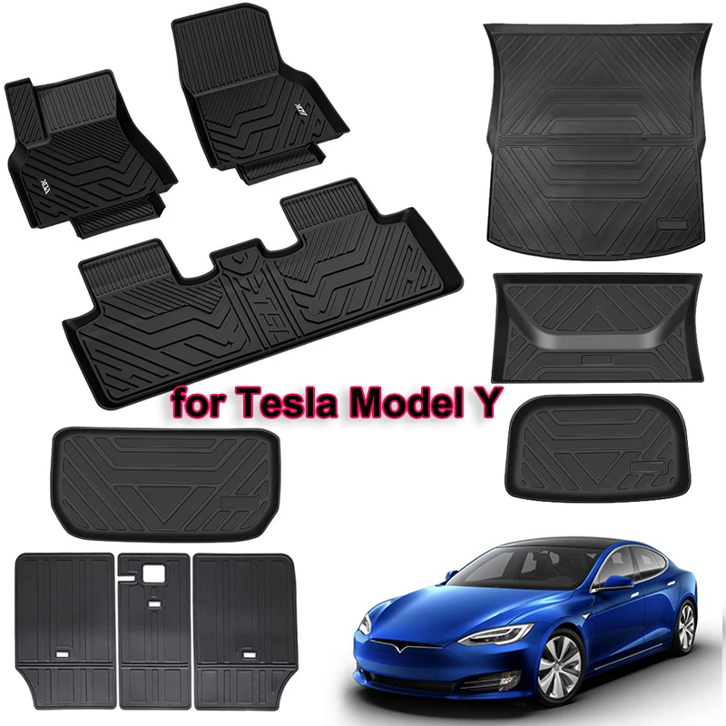 

Напольные коврики для Tesla Model Y 2023 Frunk, коврик для заднего багажника, 3D вкладыши, противоскользящие, водонепроницаемые, полная защита, аксессуары для интерьера