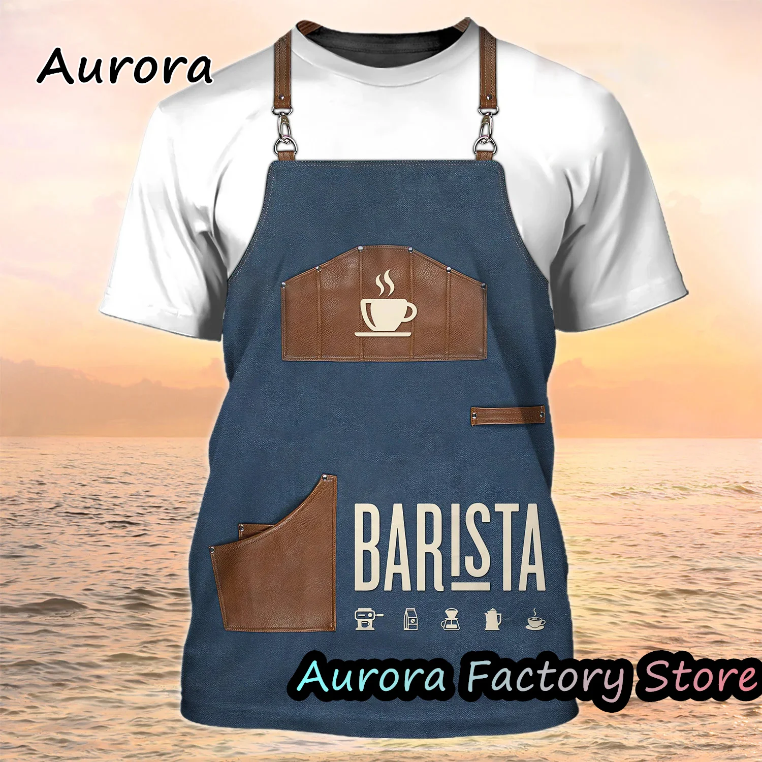 

Summer Men's Barista T-Shirt Fashion Short Sleeve Harajuku Clothing Coffee Print Tops Tees Male Casual Stylish Streetwear