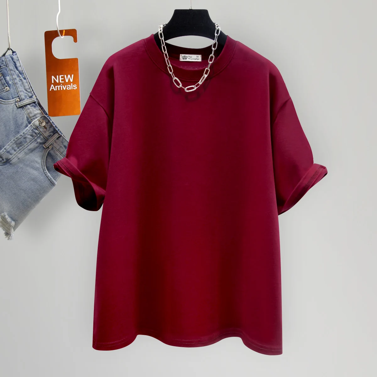 Женская базовая футболка из чистого хлопка с круглым вырезом и заниженными