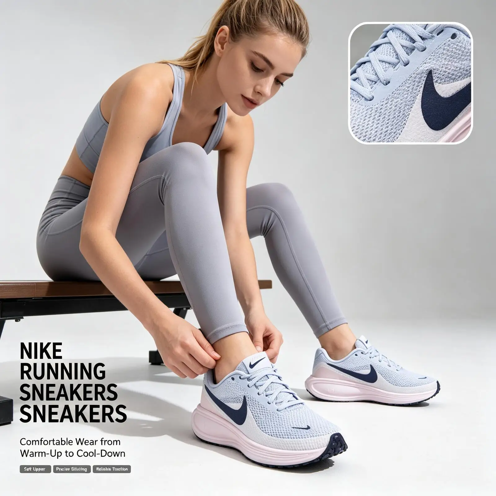 Фото Кроссовки Nike 2026: Новые Оригинальные Женские Беговые Кроссовки Бело-Сине-Розовые с Дышащей Сеткой, Амортизирующей Промежуточной Подошвой и Прочной Нескользящей Подошвой №1