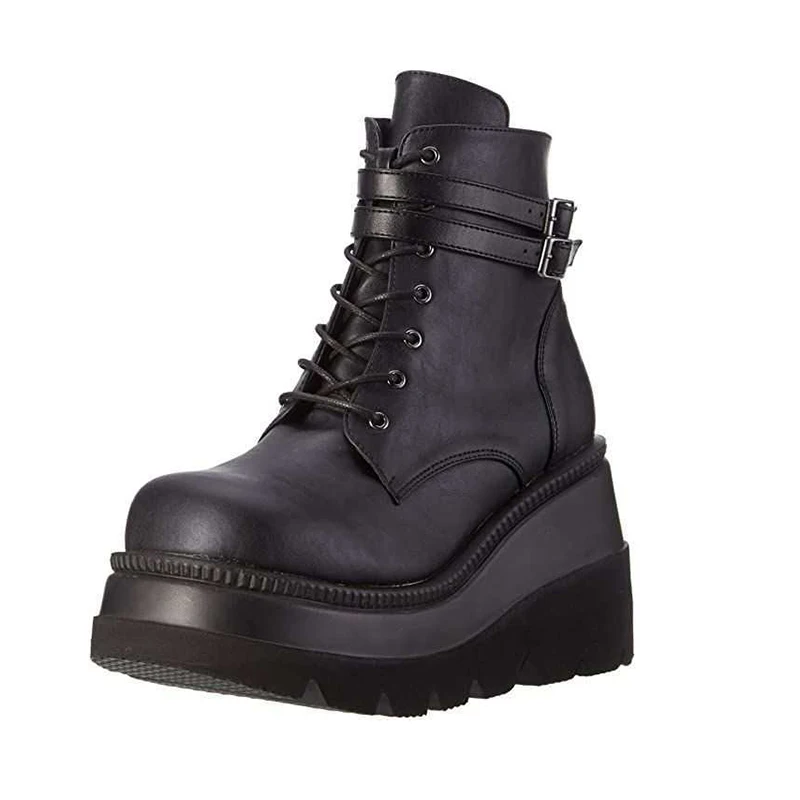 

Новинка 2022, повседневная женская обувь на толстой подошве с пряжкой и высокой подошвой, ботинки для ночного клуба с большим увеличением, жен...