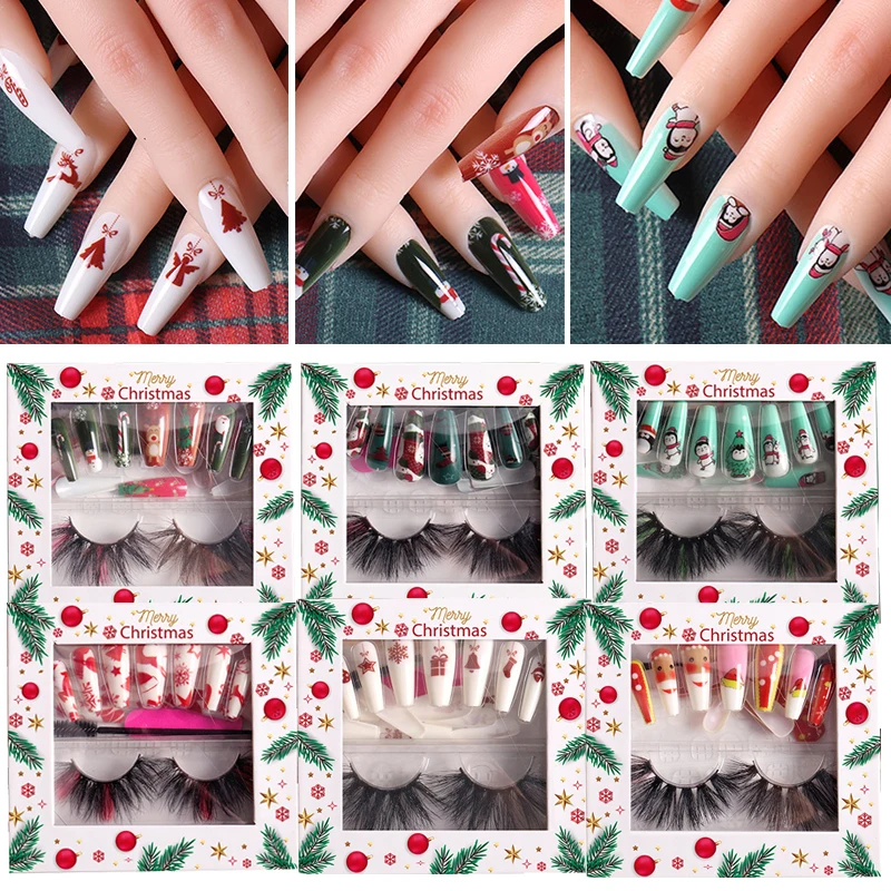 

Lash Extension Christmas Nail Art Stickers Safe And Reliable Colored Decorative Eyelashes Easy To Use Girls False Nails Makeup
