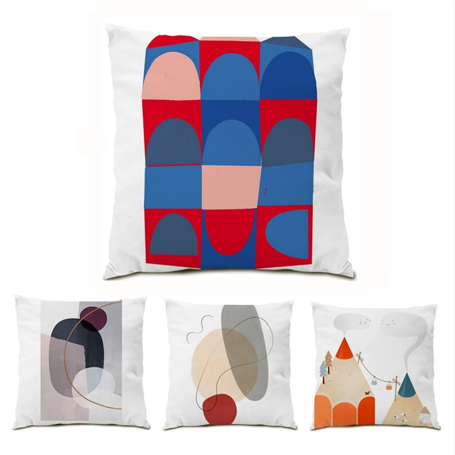 

Sofa Decorative Pillow Cases Pattern 45x45 Cushions Covers Polyester Linen Velvet Abstract Home Artistic Pillowcase Cover E0406