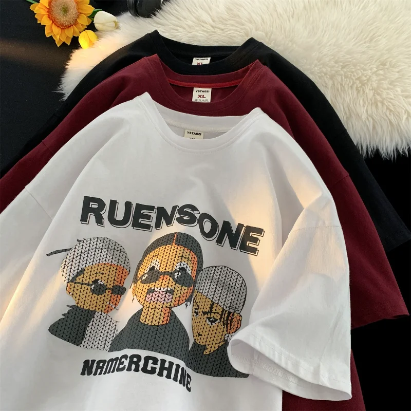 

Классные уличные футболки в стиле японского аниме Харадзюку для мальчиков, хлопковая футболка с коротким рукавом, милые Мультяшные Топы в стиле хип-хоп Y2K, Летние повседневные Большие размеры