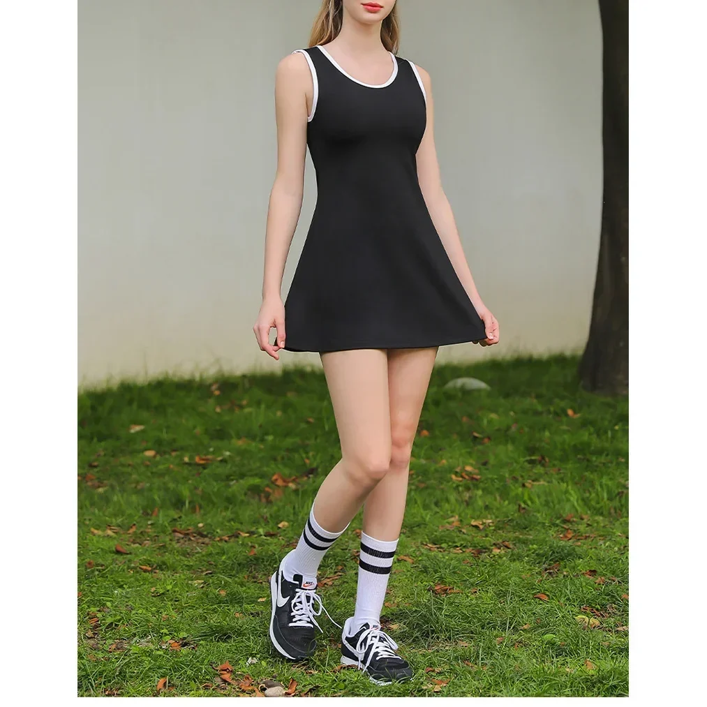 Лето 2023 новый тренировочный теннис без рукавов с нагрудником юбка для фитнеса