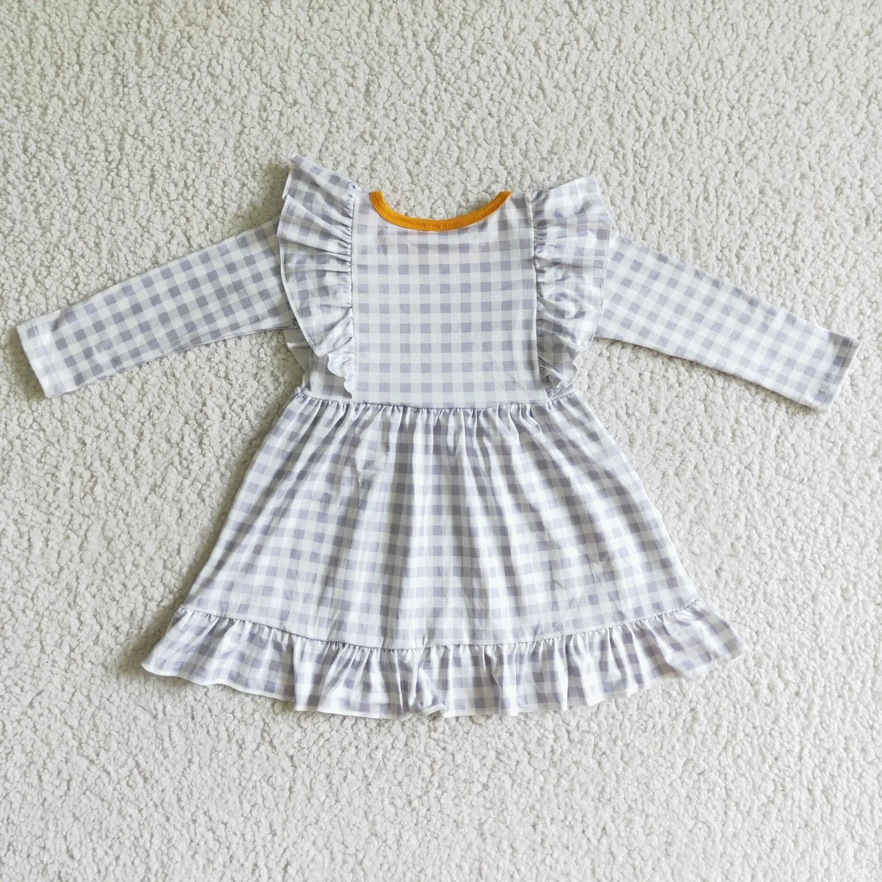 Wholesale Baby Girl Thanksgiving Twirl Dress Infant Toddler Long Sleeves Kids Children turkey Pumpkin Plaid One Piece Clothes