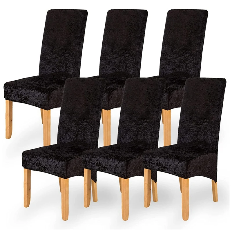 

Pack Of 6 High Back Chair Covers Stretch Diamond Velvet Chair Slipcover Dining Chair Protector For Wedding Party Kitchen