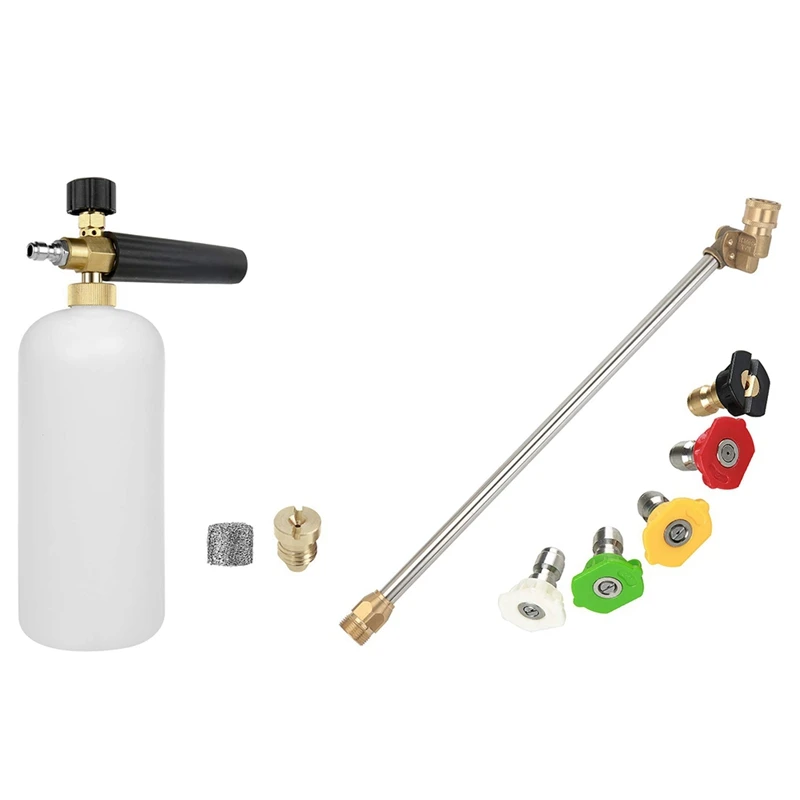 

Pressure Washer Wand With Adjustable Angle Nozzle & Pressure Washer Snow Foam Lance,Foam Cannon,Foam Maker Mesh Filter